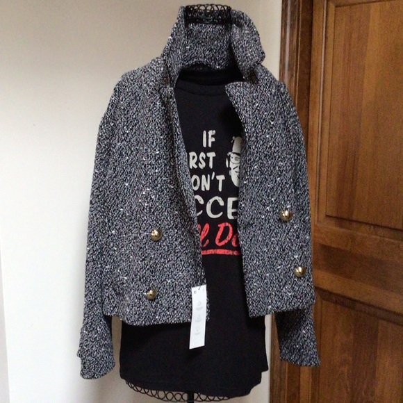 ZARA CROPPED TEXTURED BLAZER, Small, New with Tags - Picture 6 of 13